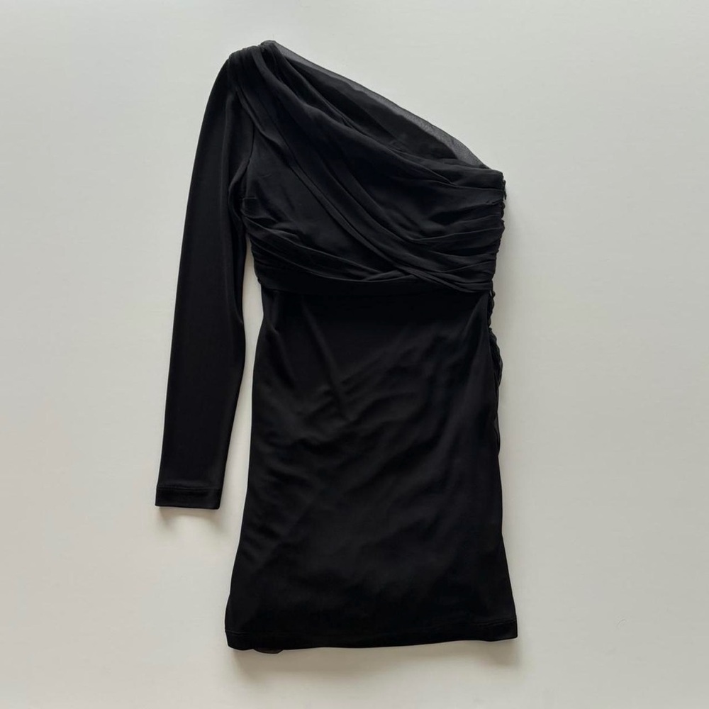 Alice + Olivia Black One-Shoulder Dress